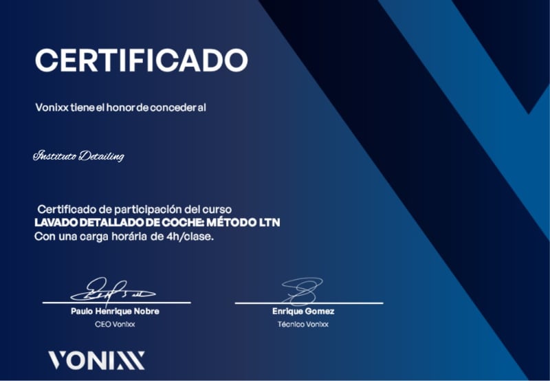 Certificado curso Vonixx